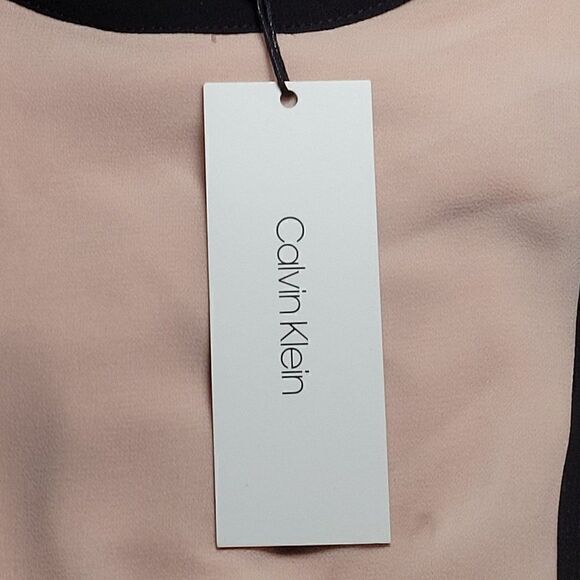 CalvināKleināPinkĀ ColorāBlockāLongāSleeveāBlouseāSzāM - Picture 11 of 13